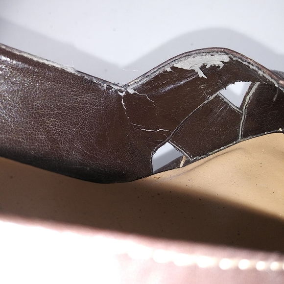 Lola Brown Peep Toe Wedges Sz 9M - Picture 9 of 10